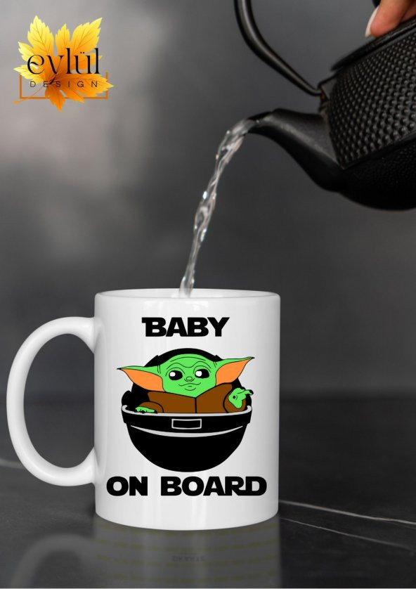 Star Wars Temalı Baby Yoda Karakter Özel Tasarım Baskılı Kupa Bardak