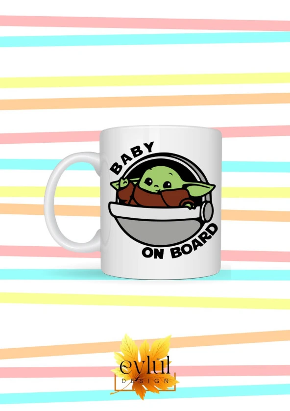 Star Wars Temalı Baby Yoda Karakter Özel Tasarım Baskılı Kupa Bardak ürün görseli 1