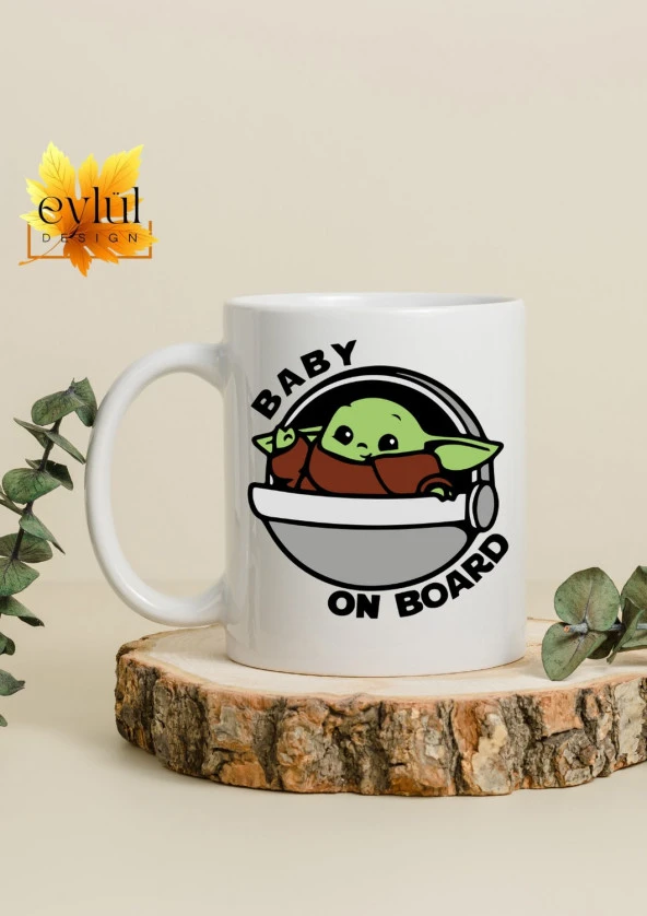 Star Wars Temalı Baby Yoda Karakter Özel Tasarım Baskılı Kupa Bardak - Resim 2