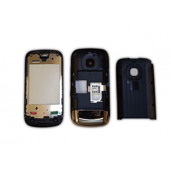 Nokia C2-02 Kasa Kapak Tuş Takımı C2-02 Uyumlu Siyah Renk Orta Kasa Ön Kapak Arka Kapak Tuş Takımı