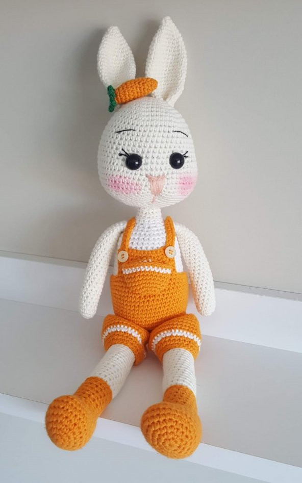 Tavşan Ponçik Yanak Havuç Amigurumi Organik Oyuncak - 2