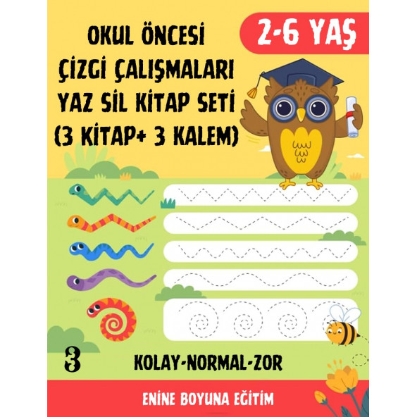 Okul Öncesi Çizgi Çalışmaları YAZ SİL Seti (3 Kitap + 3 Silinebilir Kalem) - Resim 4