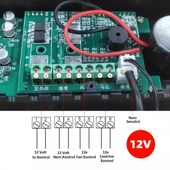 YATE10-W9002 12Volt Kuluçka Kontrolörü (Isı-Nem-Çevirme-Fan)