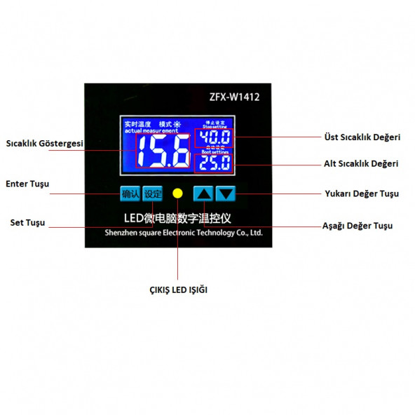 ZFX-W1412A 12Volt 16A LCD Pano Tip Termostat Kuluçka Makinalarına Uygun - 4