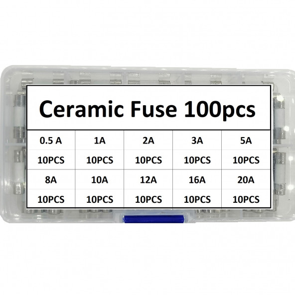 YATE10 5x20 Seramik Sigorta Seti 100X 10 Tür Kutulu - 3