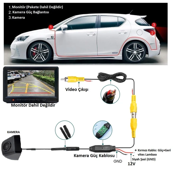 Yate10 Dinamik Hareketli Çizgili Trajectory Tecnology Geniş Açı Arka Görüş Kamerası - 3