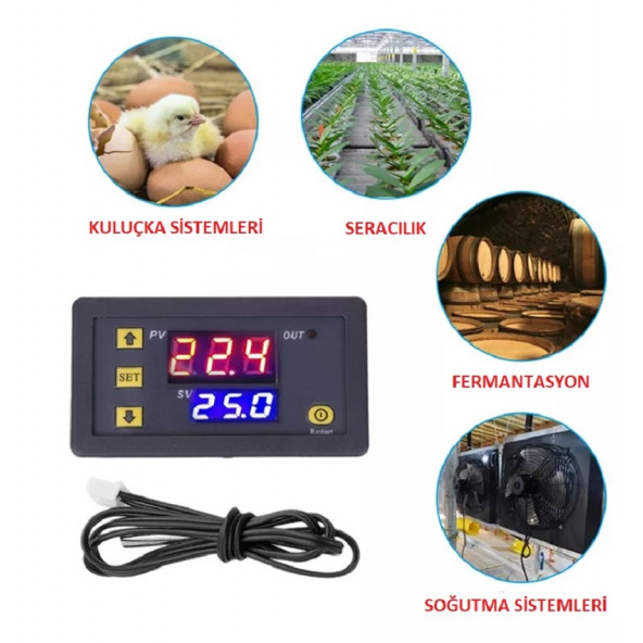 W3230 12Volt 1500W Termostat kuluçka Uygun Hassas - 2