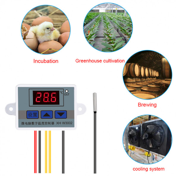 YATE10 W3002 12V 10A Dijital Termostat Kuluçka Makinalarına Uygun Hassas - 5