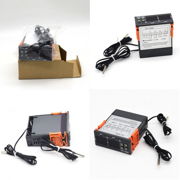 STC-3008 220V 10A Çift Ekranlı Çift Problu Termostat (NEM ÖLÇMEZ) Kuluçka Makinalarına Uygun - 3