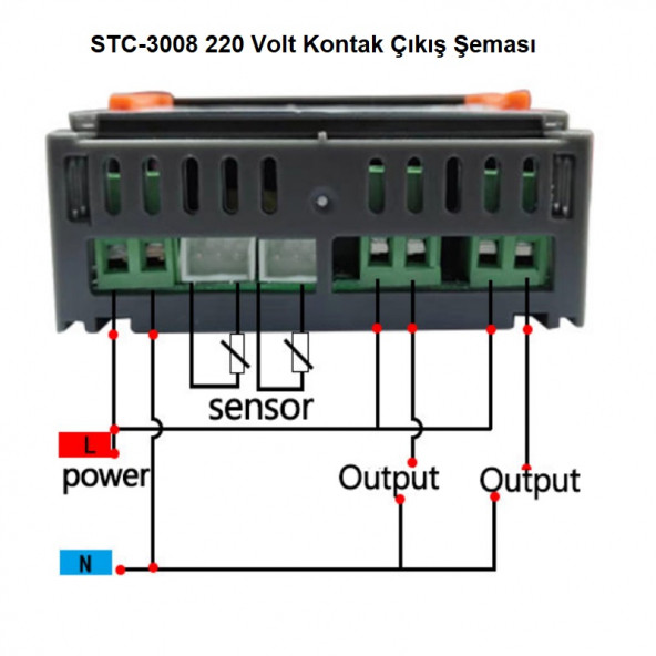 STC-3008 220V 10A Çift Ekranlı Çift Problu Termostat (NEM ÖLÇMEZ) Kuluçka Makinalarına Uygun - 5