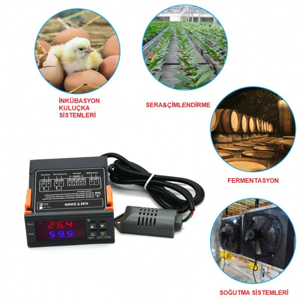 SHT2000 220v 10A Isı ve Nem Kontrolörü - 5