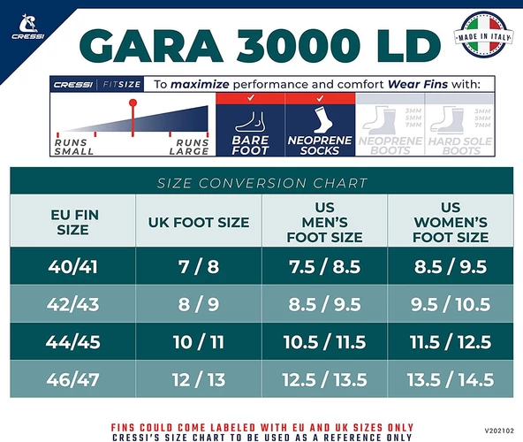 Cressi Gara 3000 Ld Dalış Paleti  Standart NO:42-43 - 5