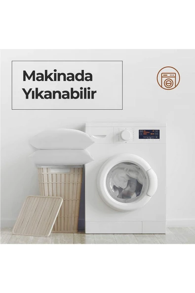 Pamuk Silikon Yastık 1 Adet Beyaz 50x70 Düz Sade Elyaf Otel Yıkanabilir Antibakteriyal Yumuşak - 7