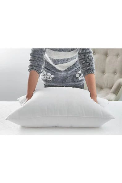 Pamuk Silikon Yastık 1 Adet Beyaz 50x70 Düz Sade Elyaf Otel Yıkanabilir Antibakteriyal Yumuşak - 5