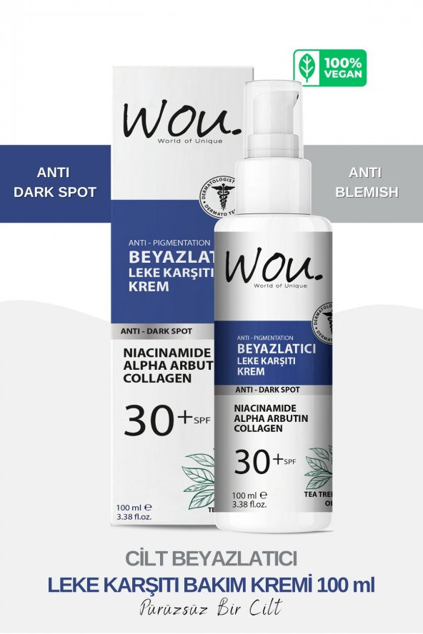 Wou Leke Karşıtı Beyazlatıcı Krem Spf30 + 100 ml