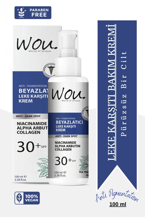 Wou Leke Karşıtı Beyazlatıcı Krem Spf30 + 100 ml - 2