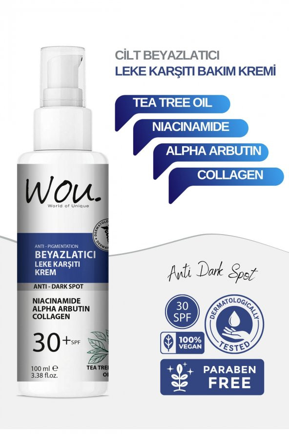 Wou Leke Karşıtı Beyazlatıcı Krem Spf30 + 100 ml - 3