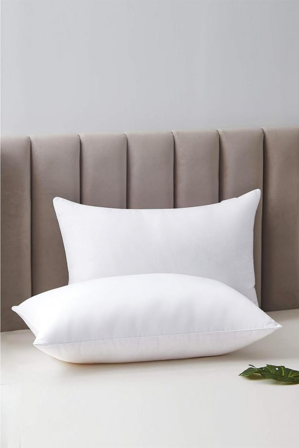 Elyaf Dolgulu 2 Adet Silikon Yastık 50x70 cm Pamuk Antibakteriyel Otel Yastık Beyaz Yumuşak - 2