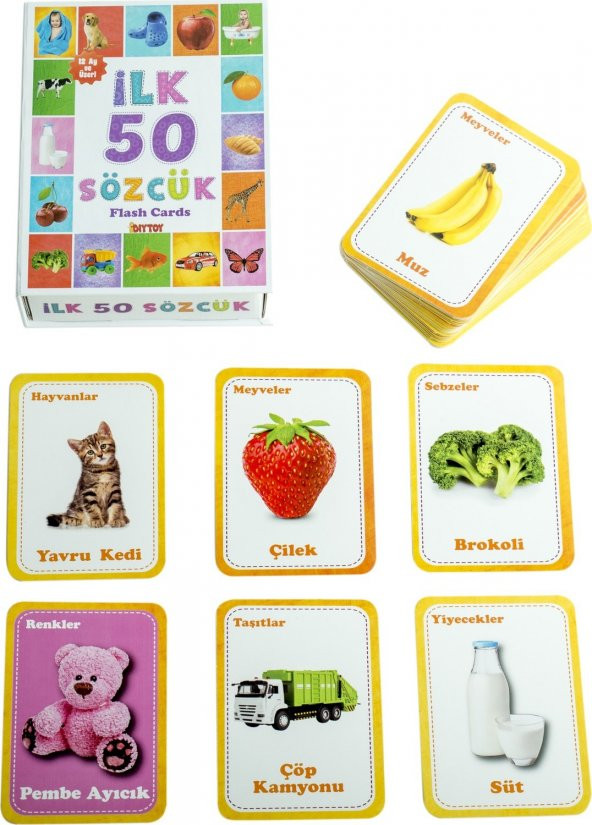 İlk 50 Sözcük Kart Bebekler İçin Öğrenme Konuşma Yardımcı Flash Cards - 2