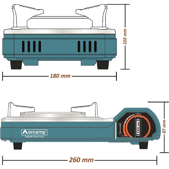 Orcamp Seramik Pro Portatif Ocak + 4 Adet Kartuş Seti - 4