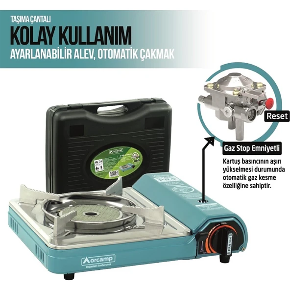 Orcamp Seramik Pro Portatif Ocak + 4 Adet Kartuş Seti - 2