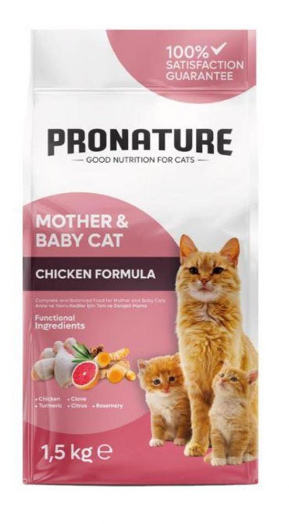 Pronature Mother & Baby Anne ve Bebek Kediler İçin Tavuklu ve Pirinçli Kedi Maması 1,5 kg