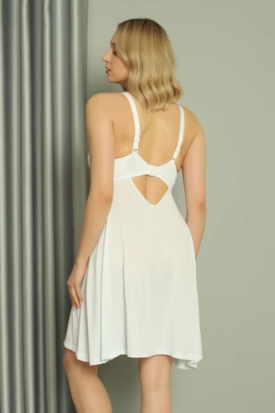 Beyaz Dantelli Toparlayıcı Sütyen Kombinezon - Resim 2