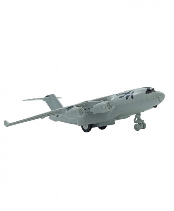 Oyuncak Askeri Kargo Uçağı Sesli Işıklı Metal Asker Kargo Uçağı Gri 23cm. - 3