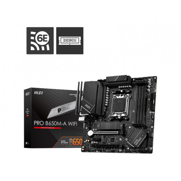 MSI PRO B650M-A WIFI AM5 DDR5 GLAN DP/HDMI SATA3 USB3.2 mATX