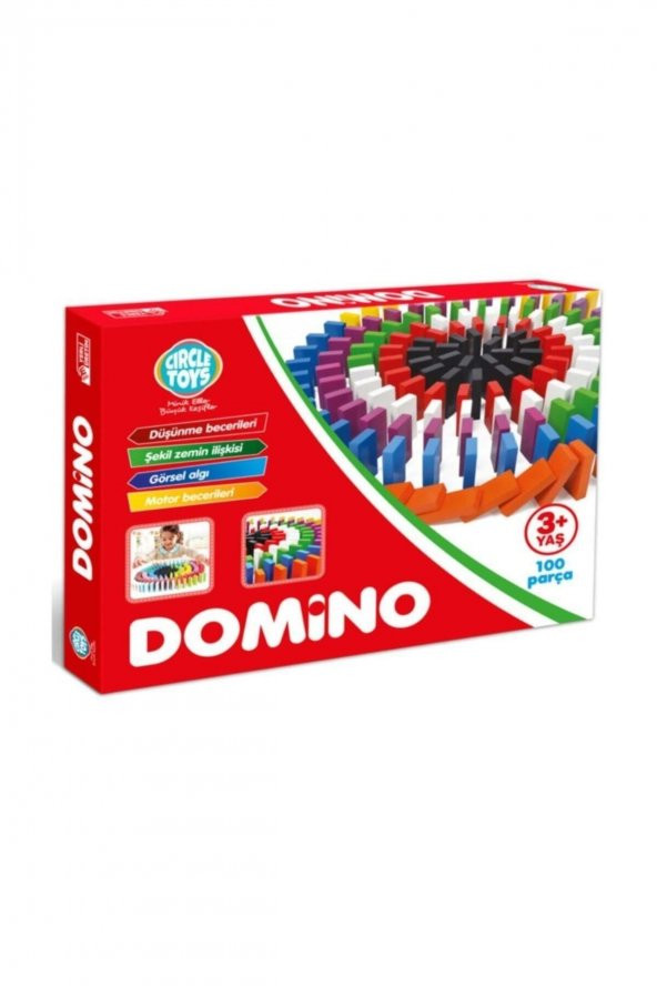 100 Parça Renkli Ahşap Domino Seti  Domino Oyunu Motor Beceri Geliştirici