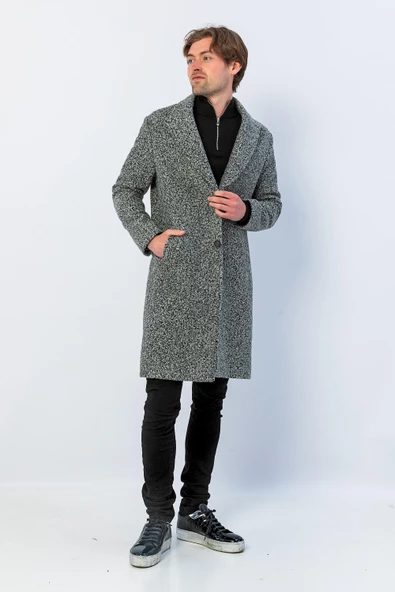 Erkek Regular Fit Düğmeli Cepli Kışlık Astarlı Klasik Uzun Tüylü Kaşe Kaban - 10