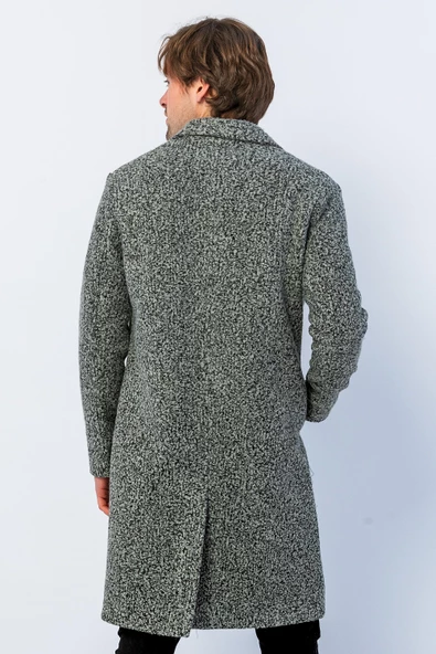 Erkek Regular Fit Düğmeli Cepli Kışlık Astarlı Klasik Uzun Tüylü Kaşe Kaban - 8