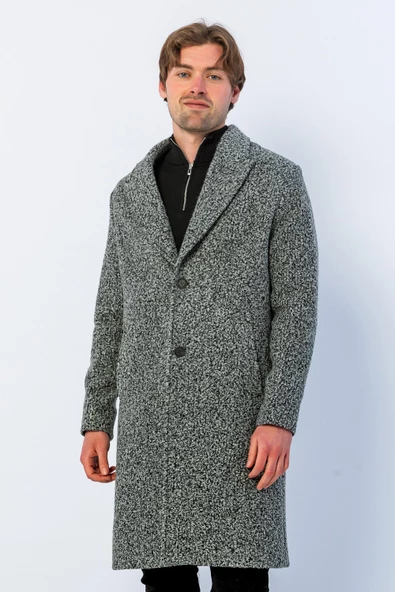 Erkek Regular Fit Düğmeli Cepli Kışlık Astarlı Klasik Uzun Tüylü Kaşe Kaban - 7