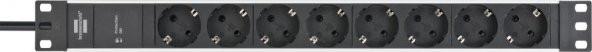 Brennenstuhl Alu-Line 19"Server Kasası Uyumlu Aşırı Gerilim Korumalı 8 Soketli 2 Metre Güç Şeridi - 2