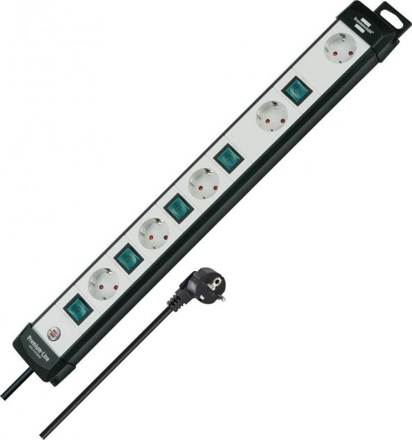 Brennenstuhl Premium-Line 5 Soketli Ayrı Anahtarlı 3 Metre Kablolu Montaj Özellikli  Priz - 1