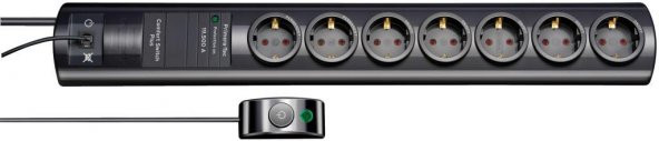 Brennenstuhl Primera-Tec Comfort Switch Plus 19.500 Amper Aşırı Gerilim Korumalı 2 Sabit ve 5 Aç/Kapa 7 Soketli Priz