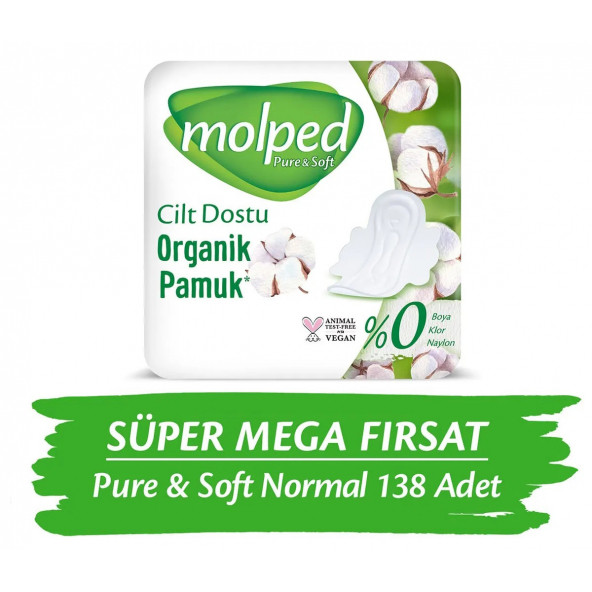 Molped Pure&soft Hijyenik Ped Normal Süper Mega Paket 138 Adet
