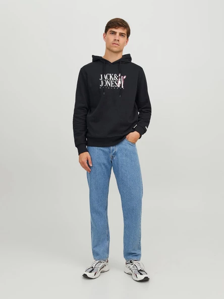 JACK JONES Köpek Desenli Kapüşonlu Erkek Sweatshirt 12244219 - Resim 2