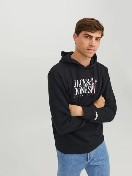 JACK JONES Köpek Desenli Kapüşonlu Erkek Sweatshirt 12244219 - Resim 5