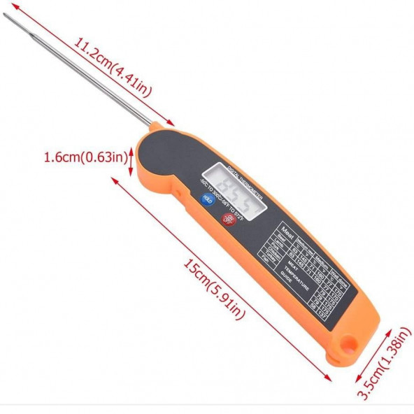 Katlanır Dijital Şiş Termometre -50+300C - 4