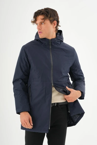 Erkek Regular Fit Kapüşonlu Fermuarlı Çok Cepli Kışlık Klasik Mont - Resim 9