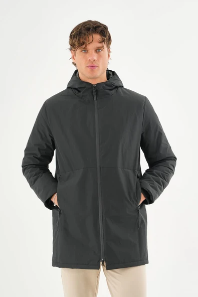 Erkek Regular Fit Kapüşonlu Fermuarlı Çok Cepli Kışlık Klasik Mont ürün görseli 1