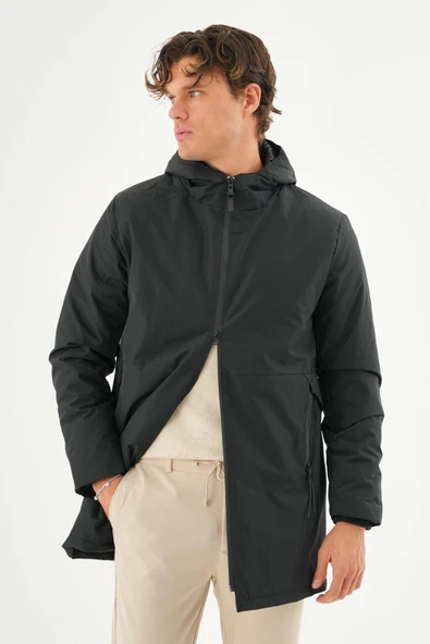 Erkek Regular Fit Kapüşonlu Fermuarlı Çok Cepli Kışlık Klasik Mont - Resim 6