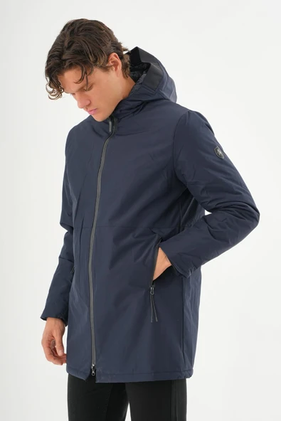 Erkek Regular Fit Kapüşonlu Fermuarlı Çok Cepli Kışlık Klasik Mont - Resim 10