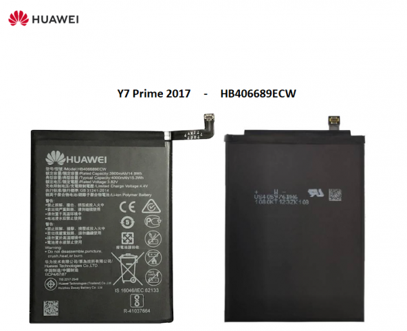 Huawei Y7 Prime 2017 Batarya - 4000 Mah Hb406689Ecw