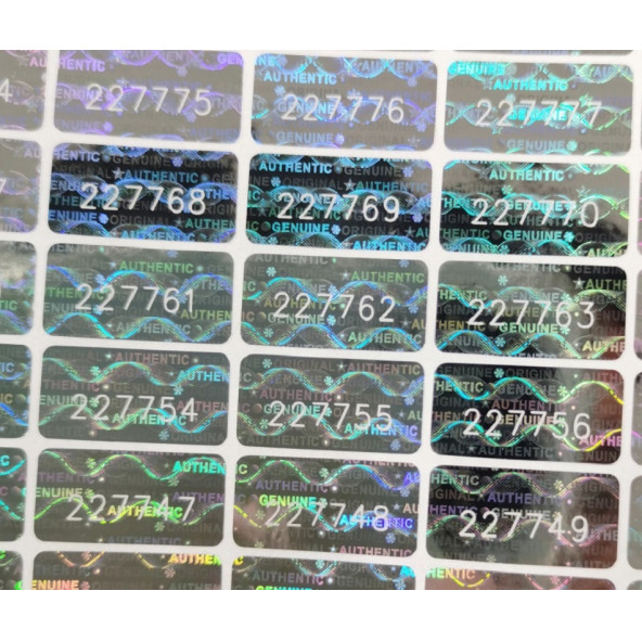 Yate10- 98 adet 1x2cm Gümüş Hologramlı Garanti Etiketi Seri Numaralı - 3