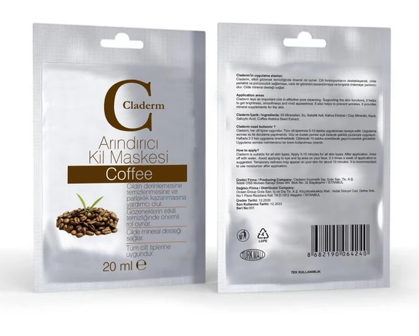 Claderm Kil Maskesi 20ml Sachet - Coffee - 2