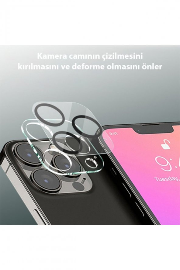 Iphone 13 Pro-13 Pro Max Uyumlu 3d Full Tempered Glass Cam Kamera Koruyucu Şeffaf - 3