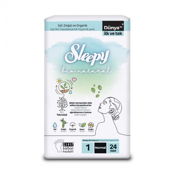Sleepy Bio Natural Premium Plus Hijyenik Ped Normal 24 Adet Ped - 2
