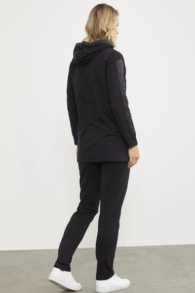 Rahat Kalıp Büyük Cepli Eşofman Takım - Siyah - Resim 6